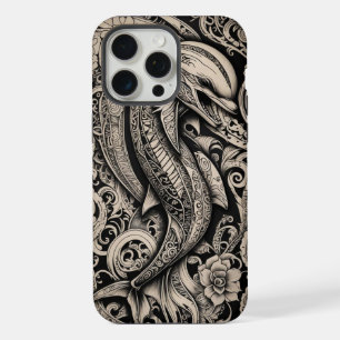 Telefoon Bone Scrimshaw Dolphin iPhone 15 Pro Max Case