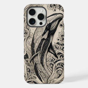 Telefoon Bone Scrimshaw Whale iPhone Case iPhone 15 Pro Max Case
