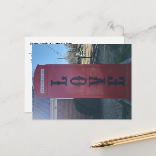 Telefoon Booth LOVEworks Sign Briefkaart (Voorkant / Achterkant in situ)