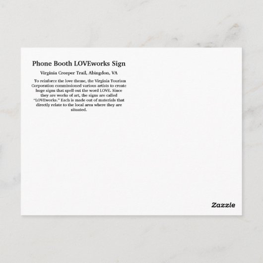 Telefoon Booth LOVEworks Sign Briefkaart (Achterkant)