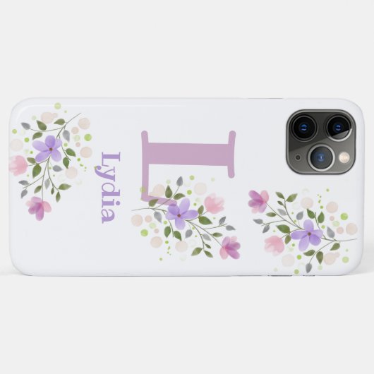 Telefoon Case Initiaal Plus Naam - Floral Design (Achterkant (horizontaal))
