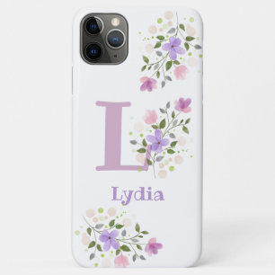 Telefoon Case Initiaal Plus Naam - Floral Design
