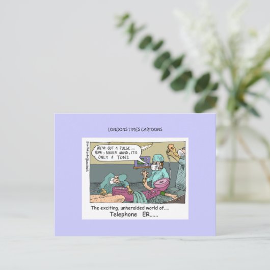 Telefoon Code Blauw Cartoon Grappige Postkaarten (Staand voorkant)