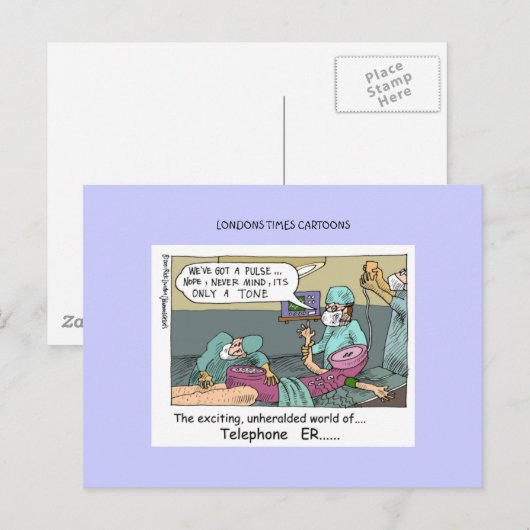 Telefoon Code Blauw Cartoon Grappige Postkaarten (Voorkant / Achterkant)