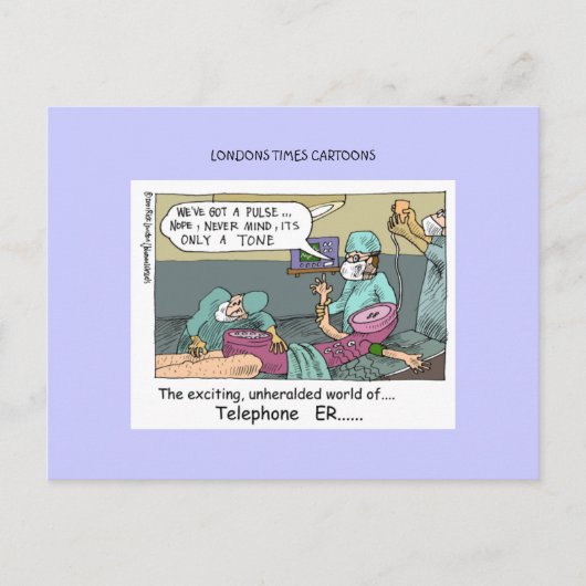 Telefoon Code Blauw Cartoon Grappige Postkaarten (Voorkant)