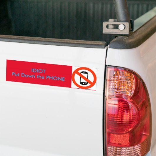 Telefoon Idiot Bumpersticker (Op Truck)