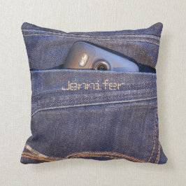 Telefoon in blue jeans zakfilm naam cool kussen