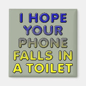 Telefoon in de Toilet Funny Fridge Magnet (Voorkant)