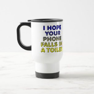 Telefoon in de toilet Funny Mug of Travel Mug Reisbeker