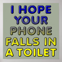 Telefoon in het toilet Grappige Poster Bord