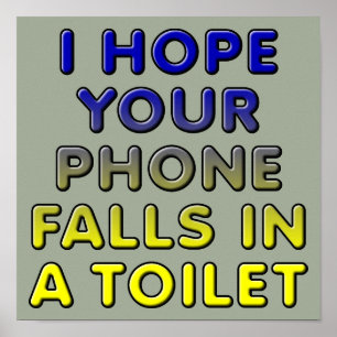 Telefoon in het toilet Grappige Poster Bord