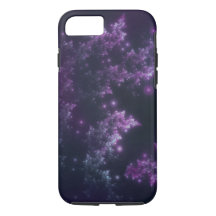 Telefoon / iPad case Fractal Leaves Violet Glow