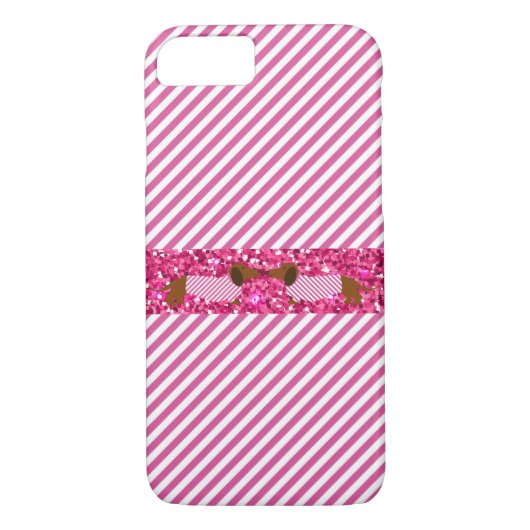 Telefoon / iPad draagtas Dachshund Roze glitter St Case-Mate iPhone Case (Achterkant)