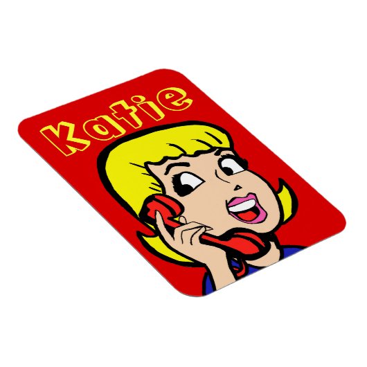 Telefoon Meisje Comic Strip Flexi Magnet Magneet (Rechterzijde)