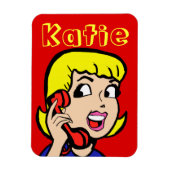 Telefoon Meisje Comic Strip Flexi Magnet Magneet (Verticaal)