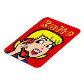 Telefoon Meisje Comic Strip Flexi Magnet Magneet (Linkerzijde)