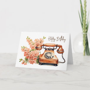 telefoon met bloemen kaart