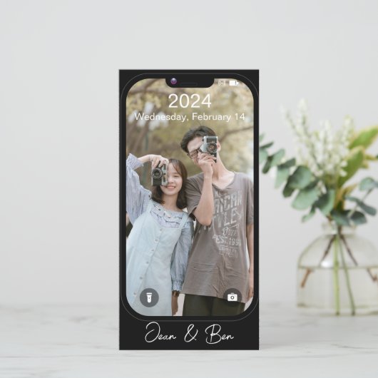 Telefoon Scherm Foto Vriendin Valentijnsdag Feestdagenkaart (Staand voorkant)