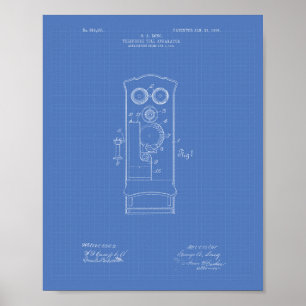 Telefoon Toll 1906 Patent Art Blueprint Poster