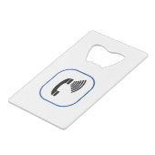 Telefoon volumeregeling creditkaart flessenopener (Voorkant Gekanteld)