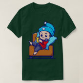 Telefoon voor Cute Boy-besturingssysteem op Sofa-C T-shirt (Design voorkant)