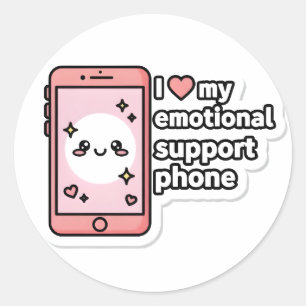 Telefoon voor emotionele ondersteuning ronde sticker