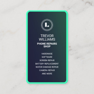 Telefoon vorm groene turquoise visitekaartje voor 