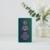 Telefoon vorm groene turquoise visitekaartje voor (Staand voorkant)