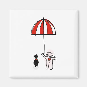 Telefoonbehangselpapier Cat Dog Umbrella Dog Magneet