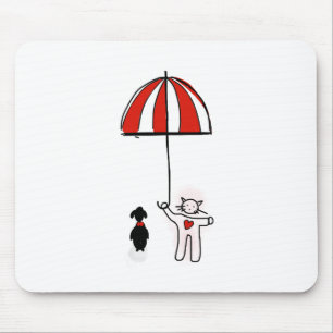 Telefoonbehangselpapier Cat Dog Umbrella Dog Muismat