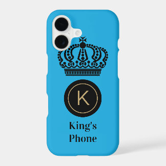 Telefoonblauwe achtergrond monogram van koning