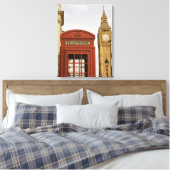 Telefoonbus en toren van Big Ben Canvas Afdruk (Insitu (Slaapkamer))