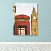 Telefoonbus en toren van Big Ben Canvas Afdruk (Insitu (Houten vloer))