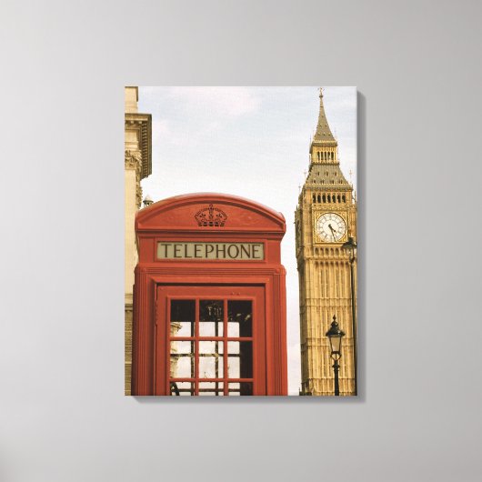 Telefoonbus en toren van Big Ben Canvas Afdruk (Voorkant)