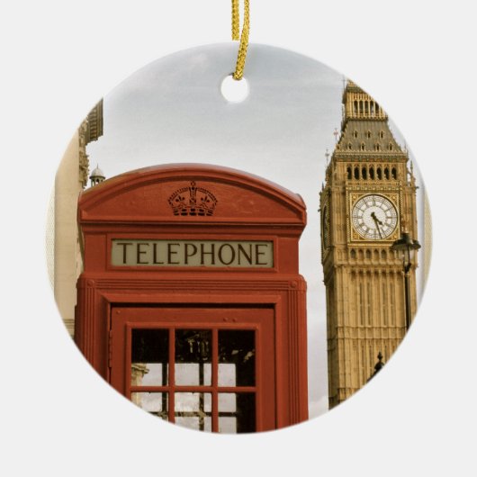 Telefoonbus en toren van Big Ben Keramisch Ornament (Voorkant)