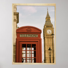 Telefoonbus en toren van Big Ben Poster