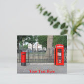 Telefooncabine en postbus in Londen Briefkaart (Staand voorkant)