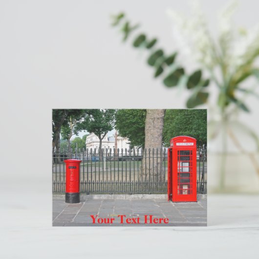 Telefooncabine en postbus in Londen Briefkaart (Staand voorkant)