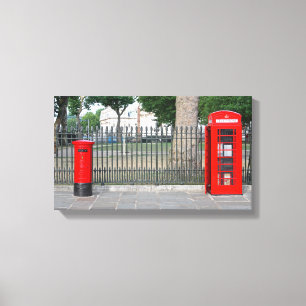 Telefooncabine en postbus in Londen Canvas Afdruk