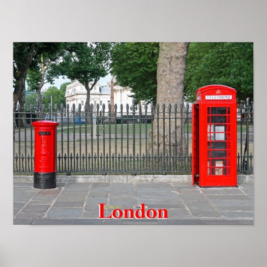 Telefooncabine en postbus in Londen Poster (Voorkant)