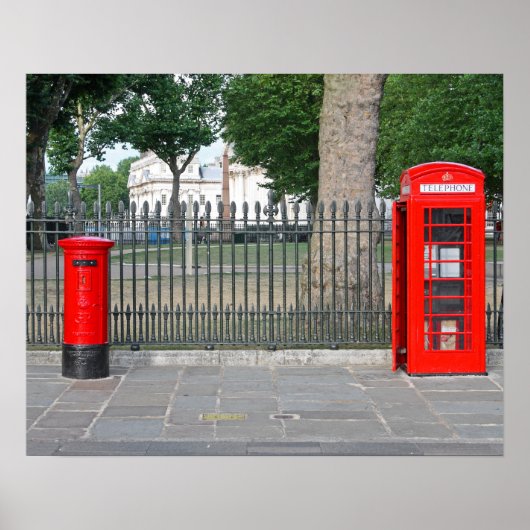 Telefooncabine en postbus in Londen Poster (Voorkant)