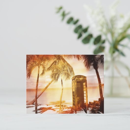  telefooncel gele gloed briefkaart (Staand voorkant)