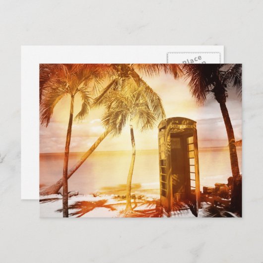  telefooncel gele gloed briefkaart (Voorkant / Achterkant)