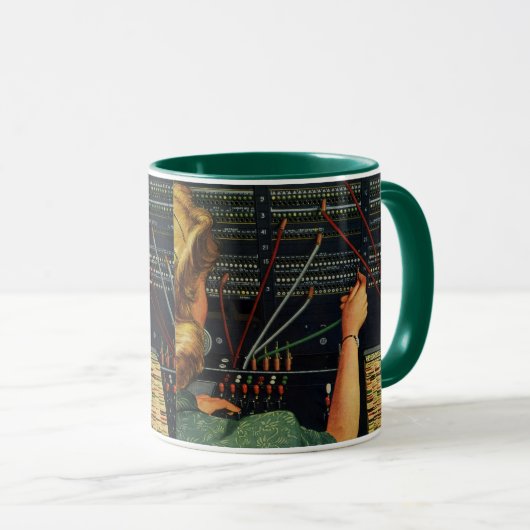 Telefooncentrale Operator, Oude Zakelijke Stijl Mok (Voorkant rechts)