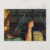 Telefooncentrale Operator, Vintage Zakelijk Briefkaart (Voorkant)