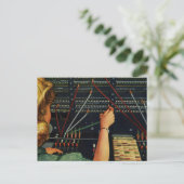 Telefooncentrale Operator, Vintage Zakelijk Briefkaart (Staand voorkant)