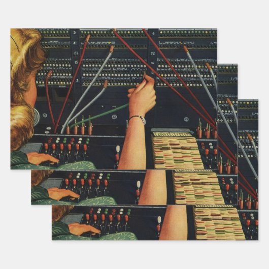 Telefooncentrale Operator, Vintage Zakelijk Inpakpapier Vel (Set)