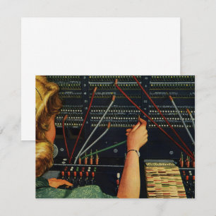 Telefooncentrale Operator, Vintage Zakelijk Kaart