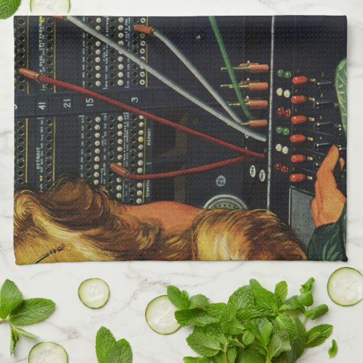 Telefooncentrale, Vintage bedrijven Theedoek (Gevouwen)