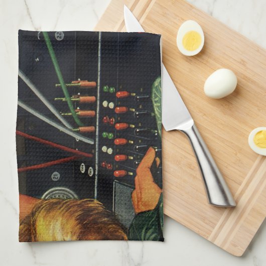 Telefooncentrale, Vintage bedrijven Theedoek (Quarter Fold)